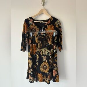 West End Petite PL Two Piece Textured Floral Top and Skirt Set